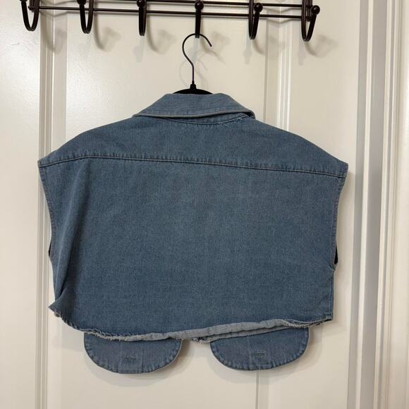 Blue denim cropped vest - Picture 2 of 3